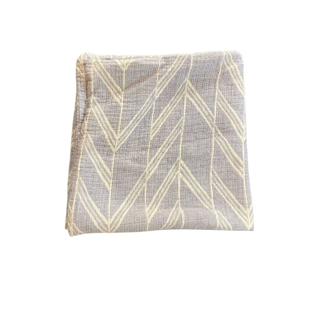 Piu Belle 100% cotton white blue pillow sham zipper chevron pattern
